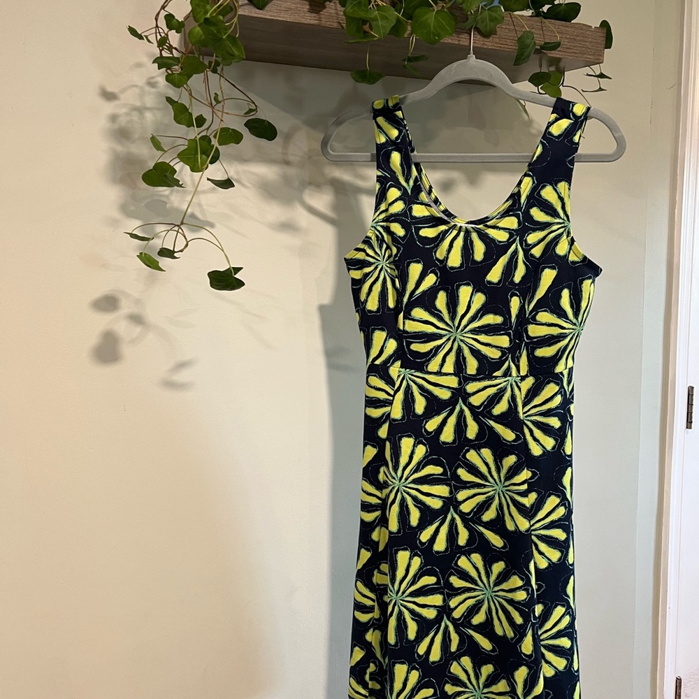 K Jordan Yellow Black Sleeveless Sheath Dress